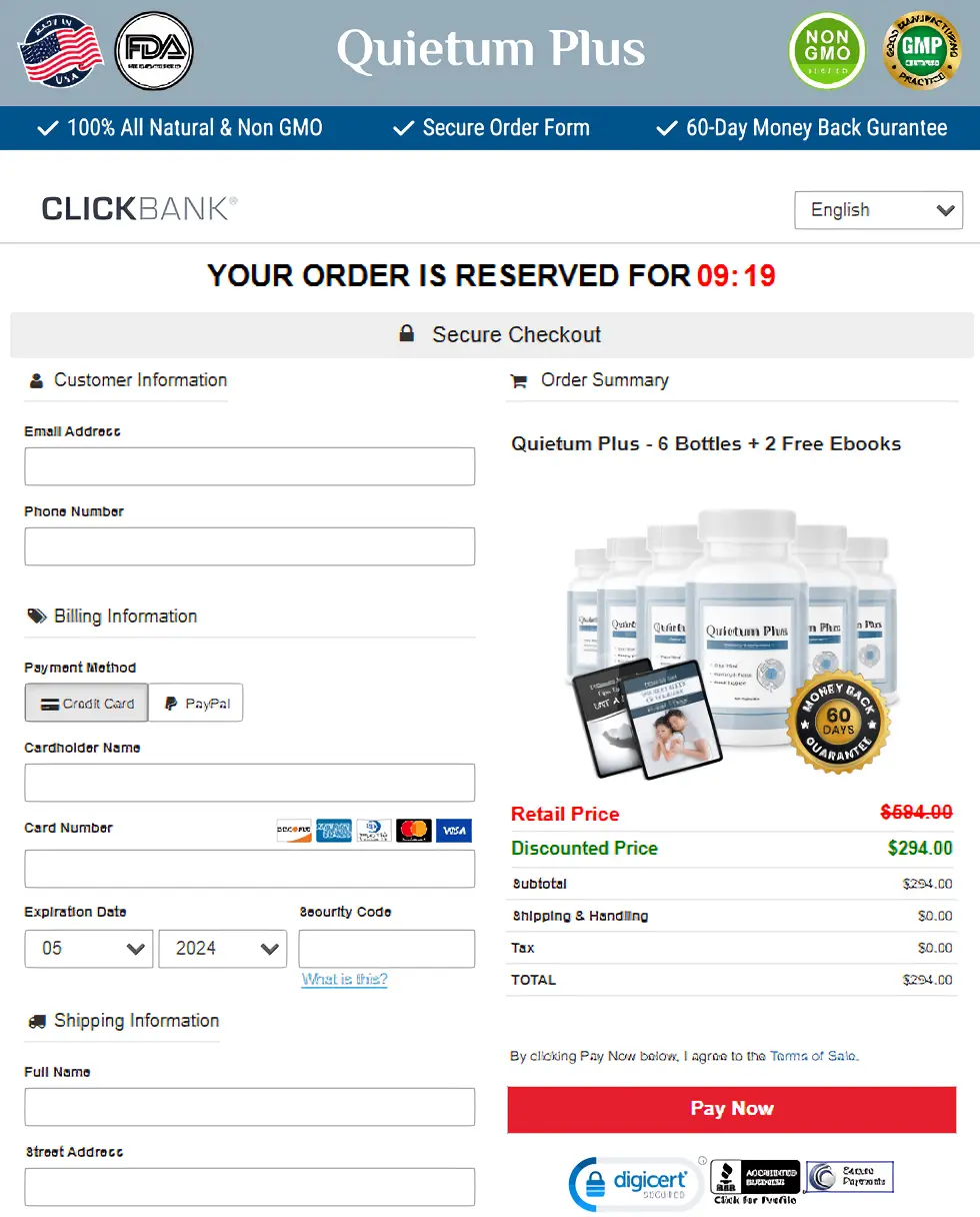 Quietum Plus checkout page